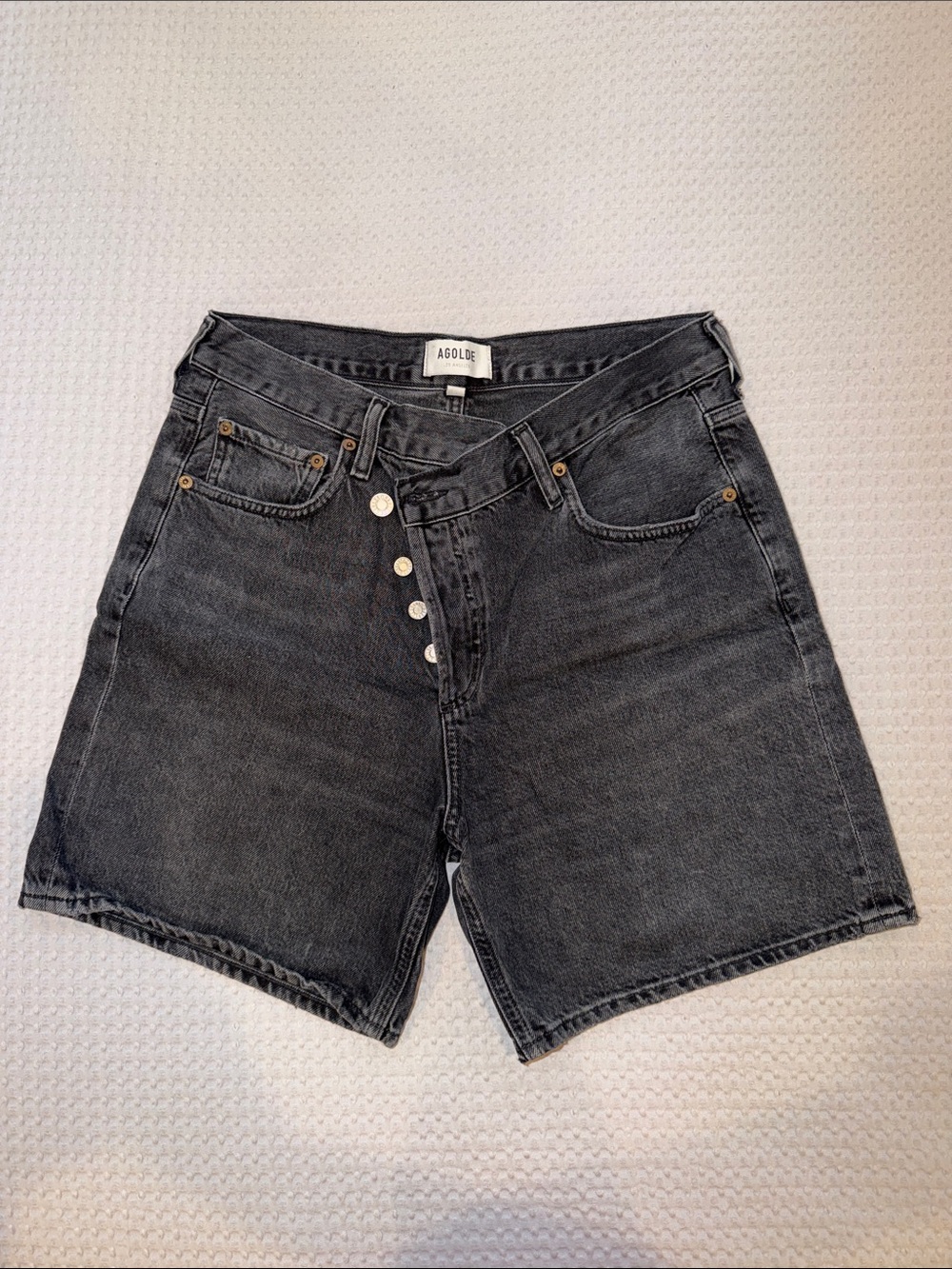 Agolde Black Washed High-Rise Denim Shorts